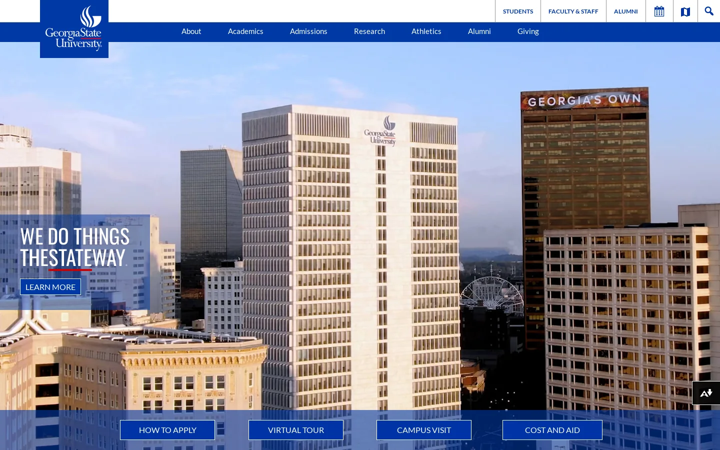 Georgia State University Homepage screenshot
