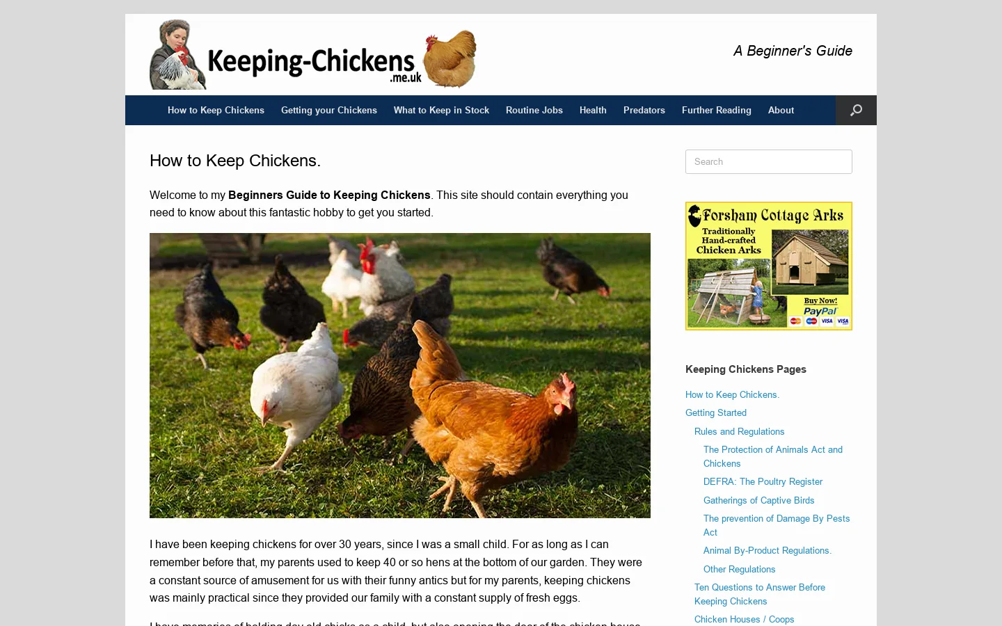 How to Keep Chickens: The Beginners Guide to Keeping Chickens Homepage screenshot