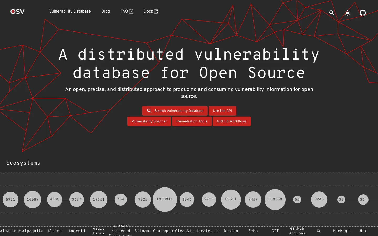 OSV Homepage screenshot