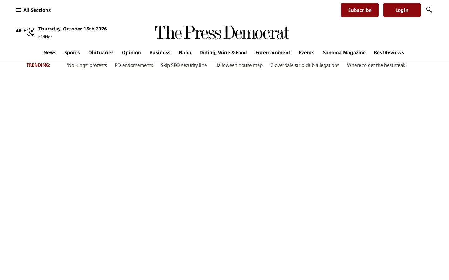 The Press Democrat: Local News, Sports, Things to Do Homepage screenshot