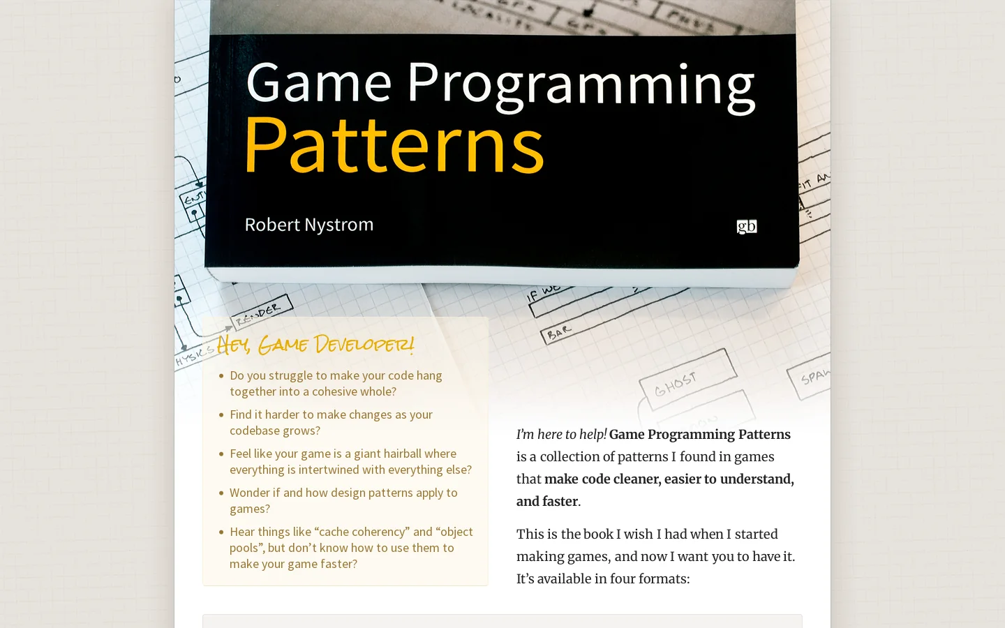 Game Programming Patterns Homepage screenshot