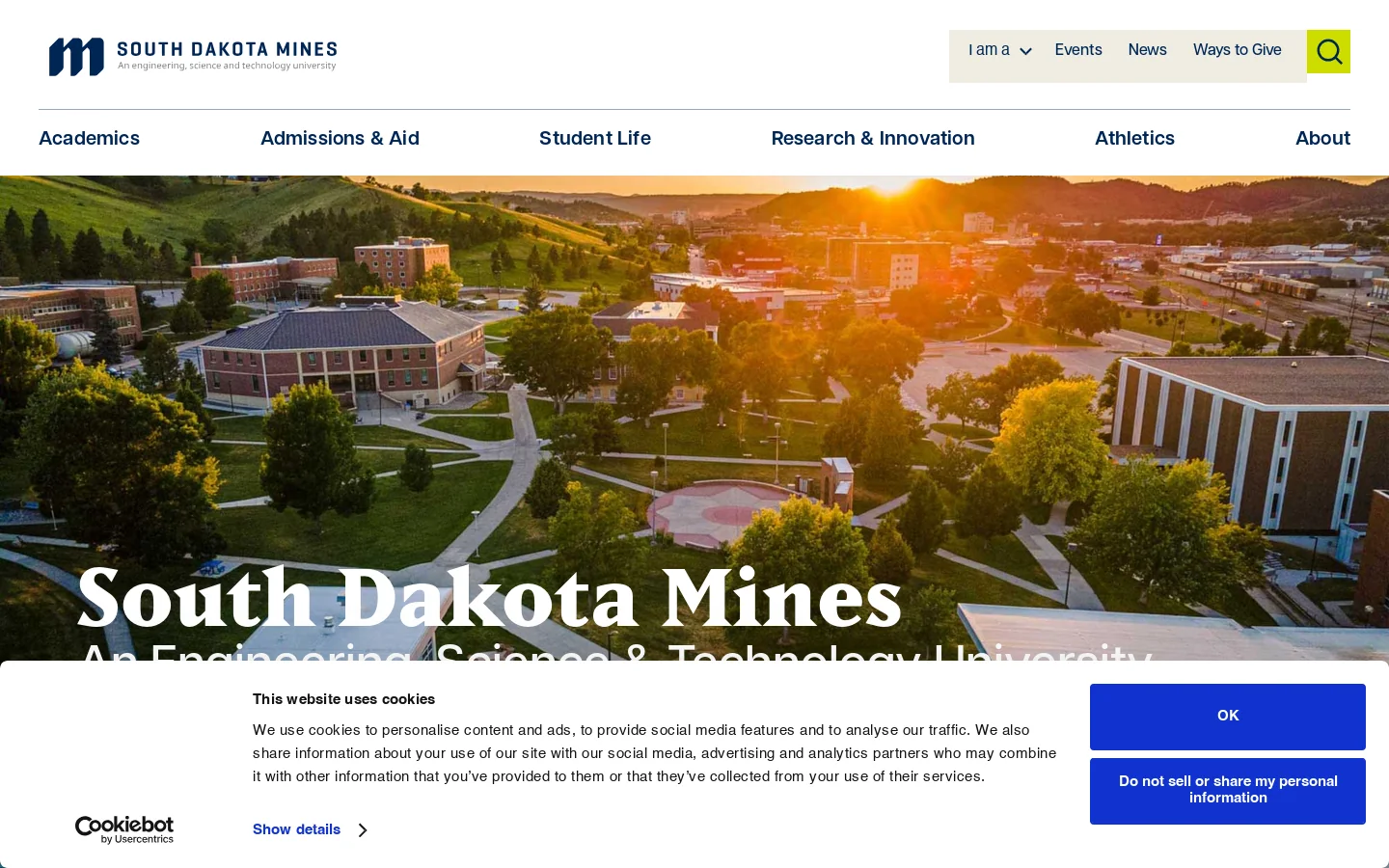 South Dakota Mines | Leading Science and Engineering School Homepage screenshot