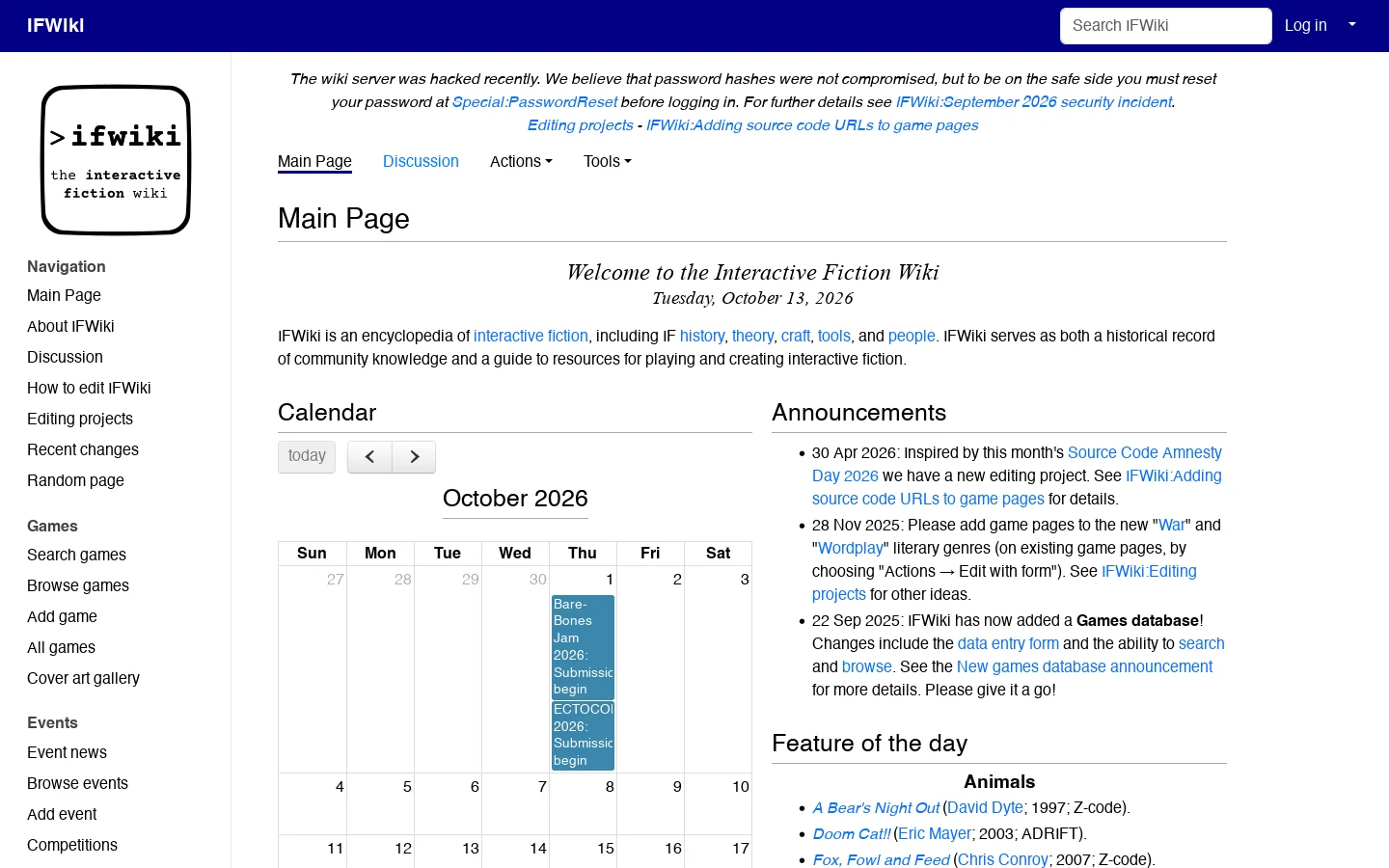 IFWiki Homepage screenshot