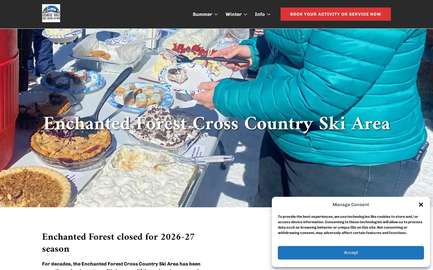 Enchanted Forest | Biking | HIking | XC Skiing | Snowshoeing Homepage screenshot