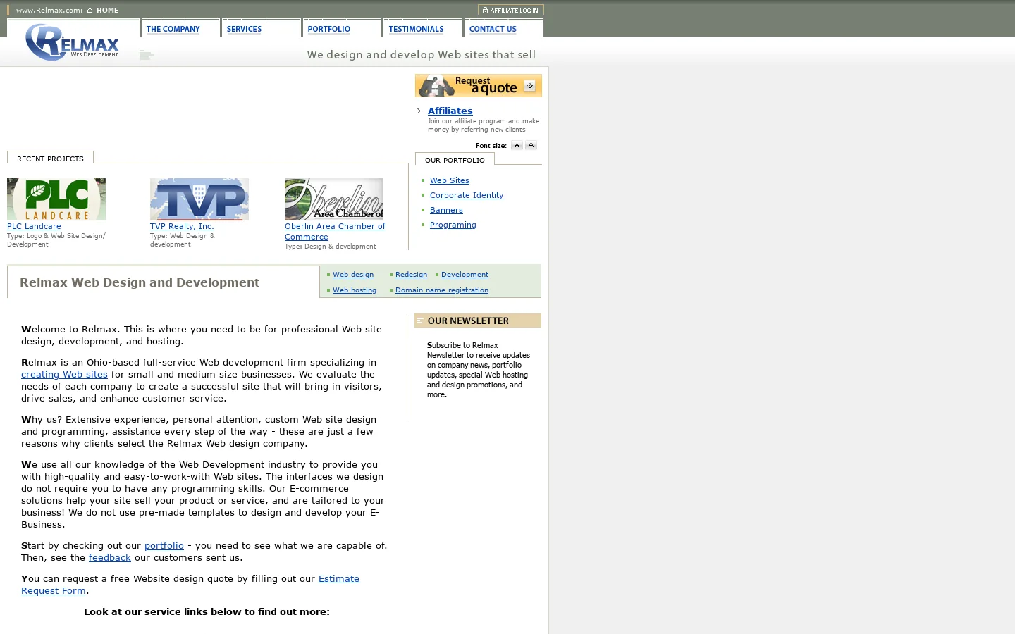 Relmax. Professional Website Design, Development and Hosting Company Homepage screenshot