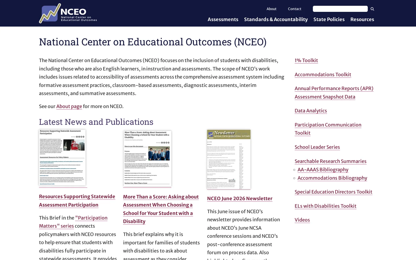NCEO Homepage screenshot