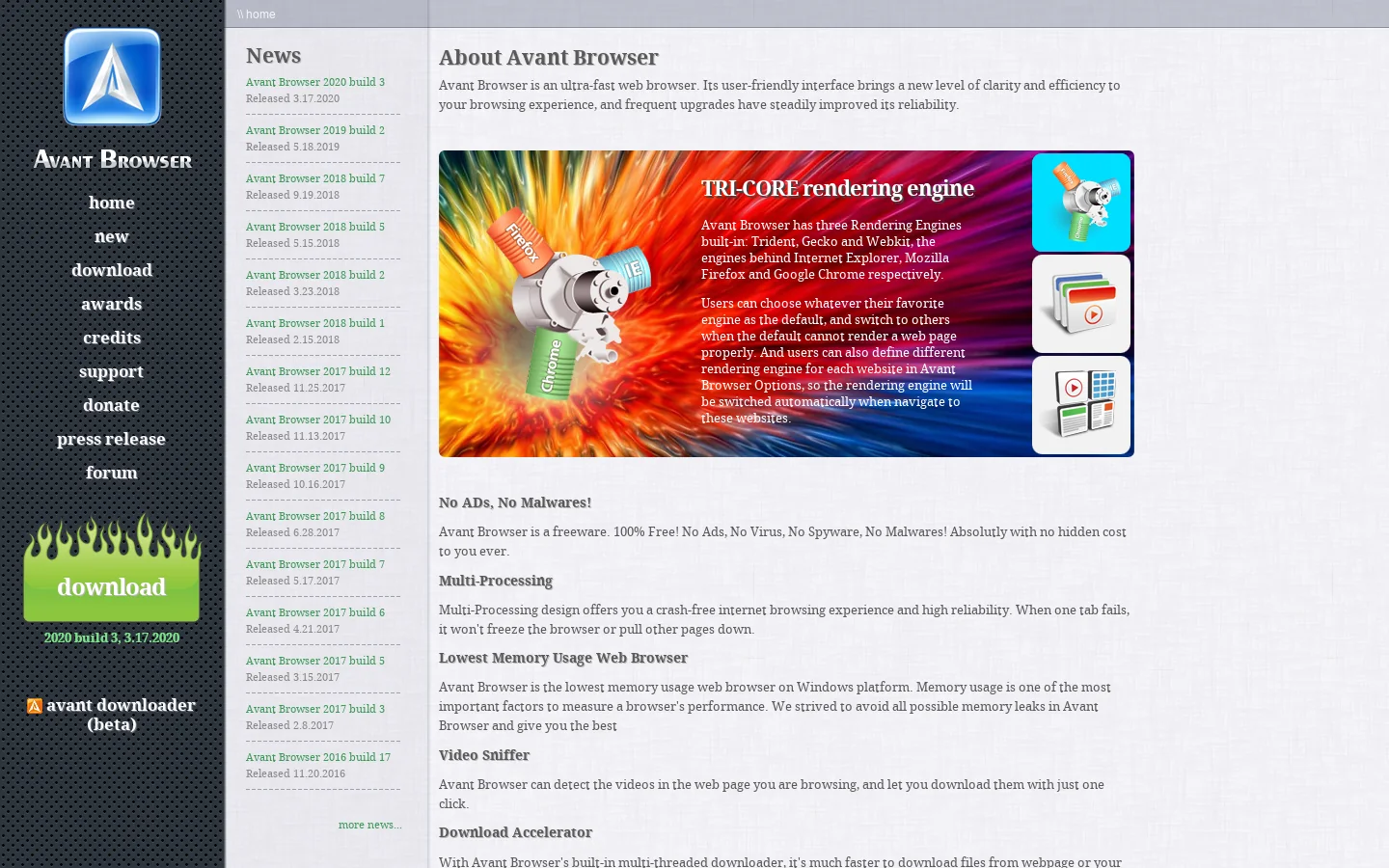Avant Browser Homepage screenshot