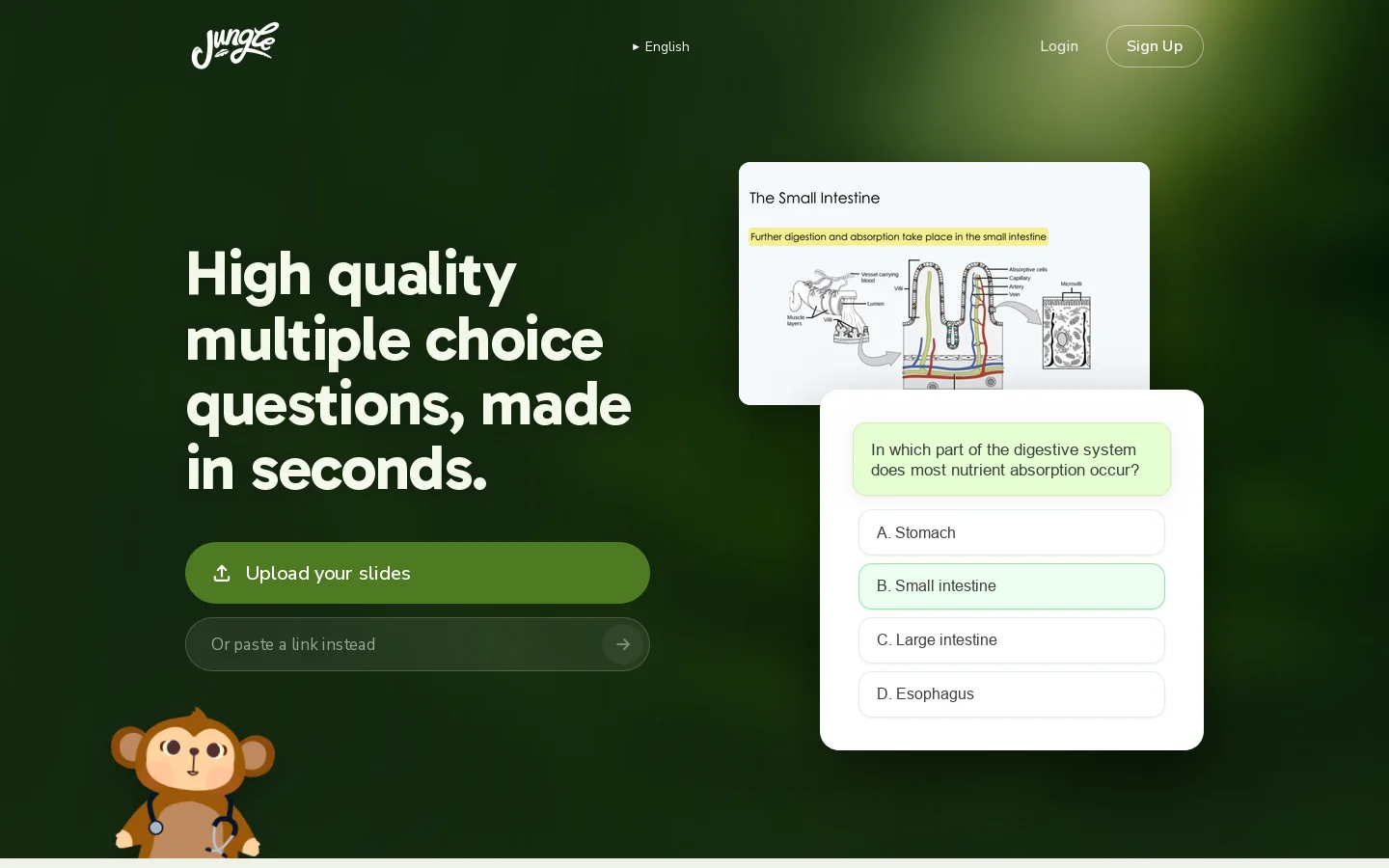 Jungle | Create flashcards in seconds, not hours Homepage screenshot