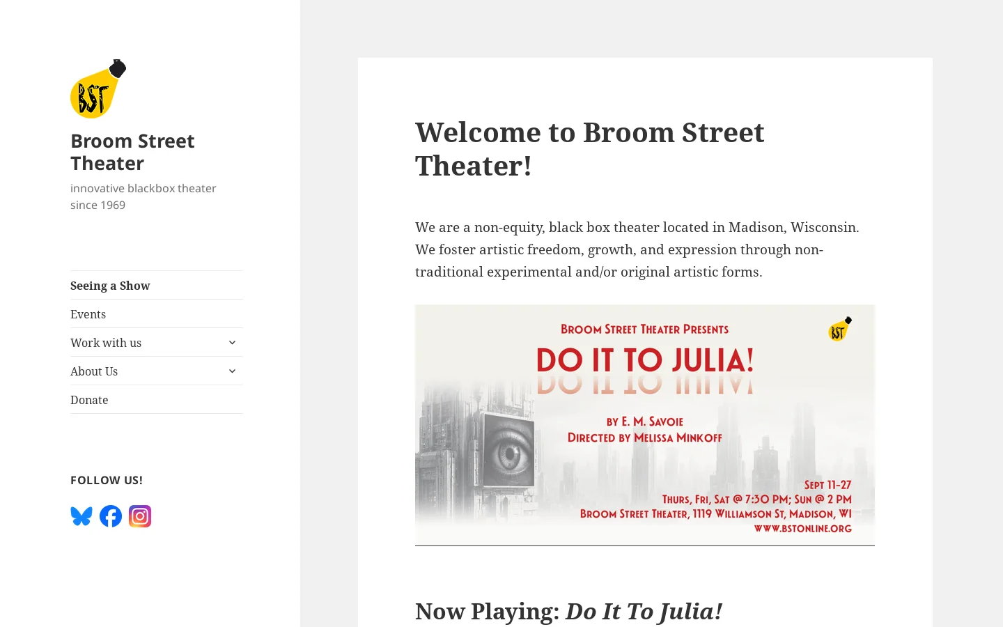 Welcome to Broom Street Theater! - Broom Street Theater Homepage screenshot
