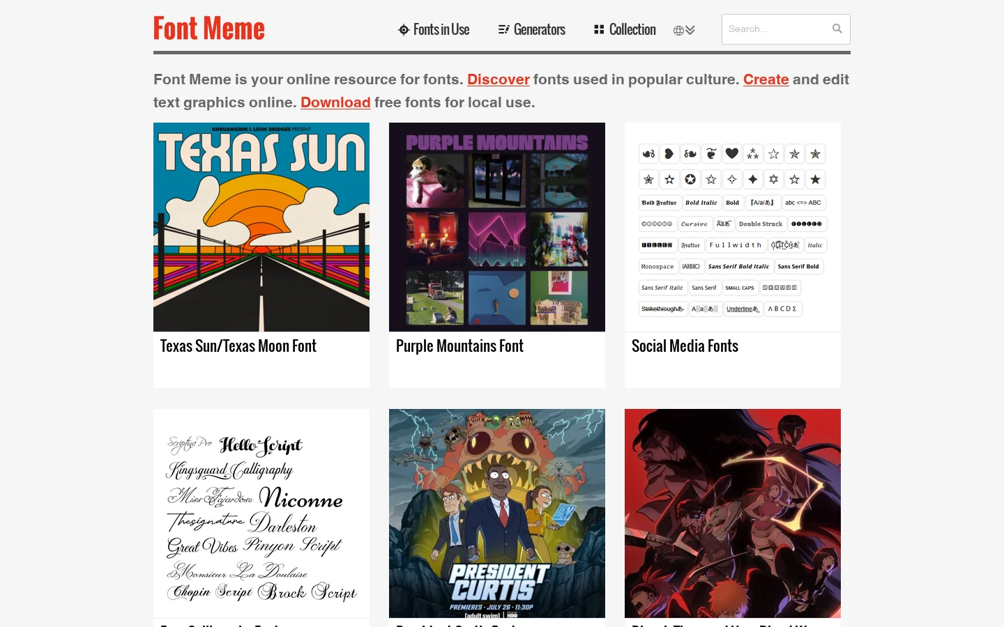 Font Meme Homepage screenshot