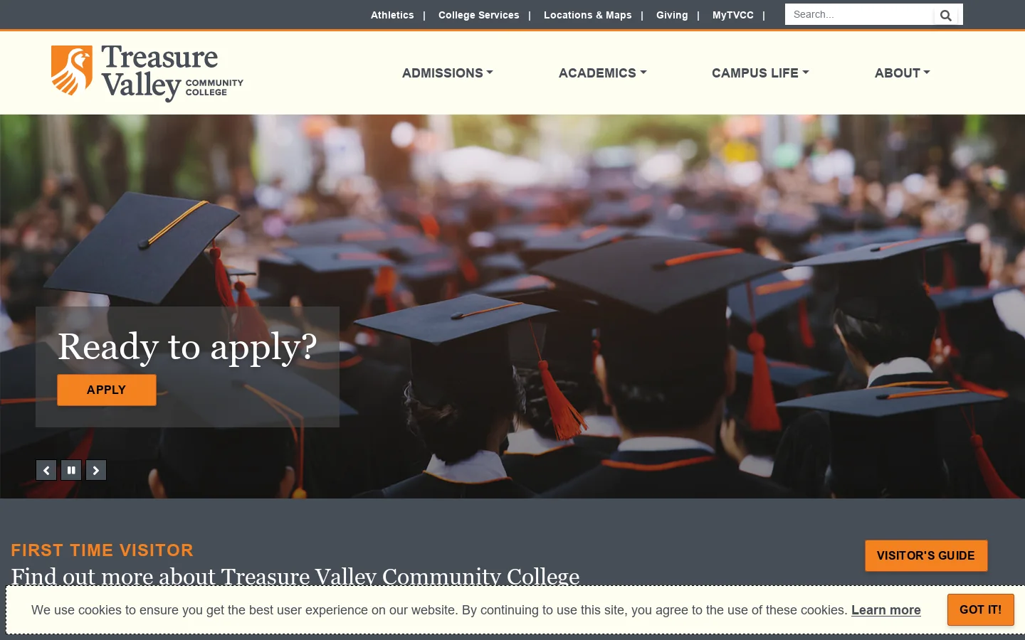 TVCC Homepage screenshot
