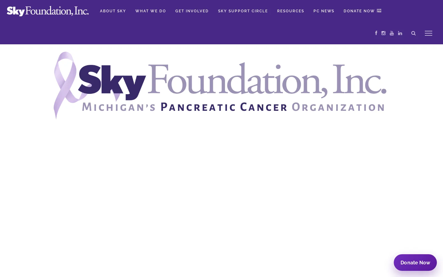 Sky Foundation | Pancreatic Cancer Awareness, Research & Hope Homepage screenshot