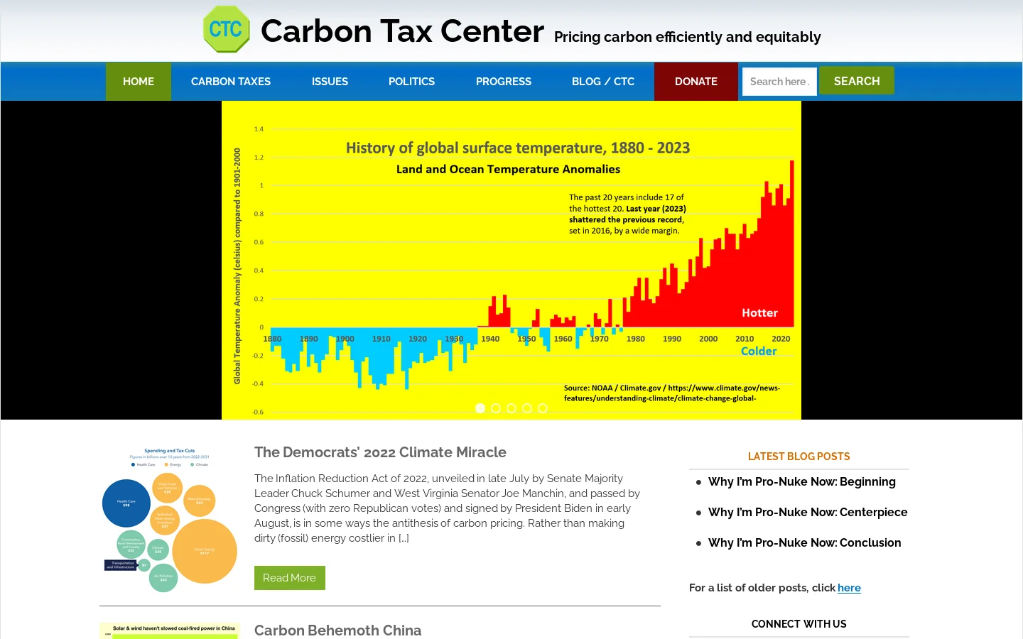 Carbon Tax Center Homepage screenshot