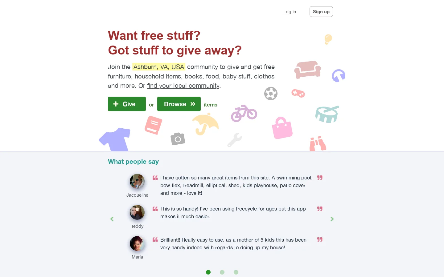 Trash Nothing Homepage screenshot