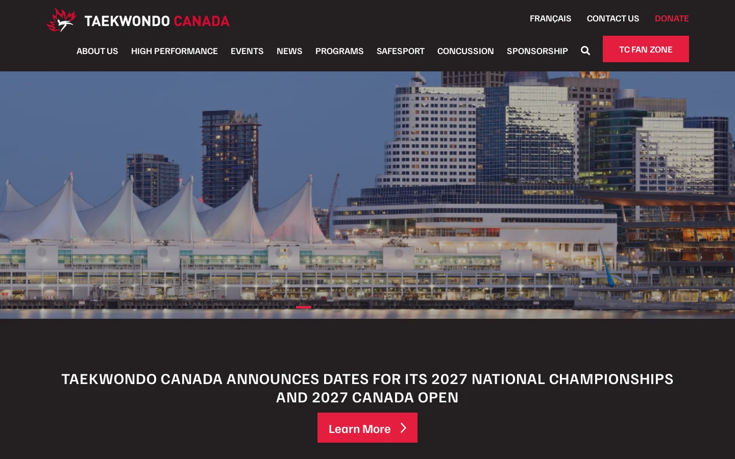 Taekwondo Canada Homepage screenshot