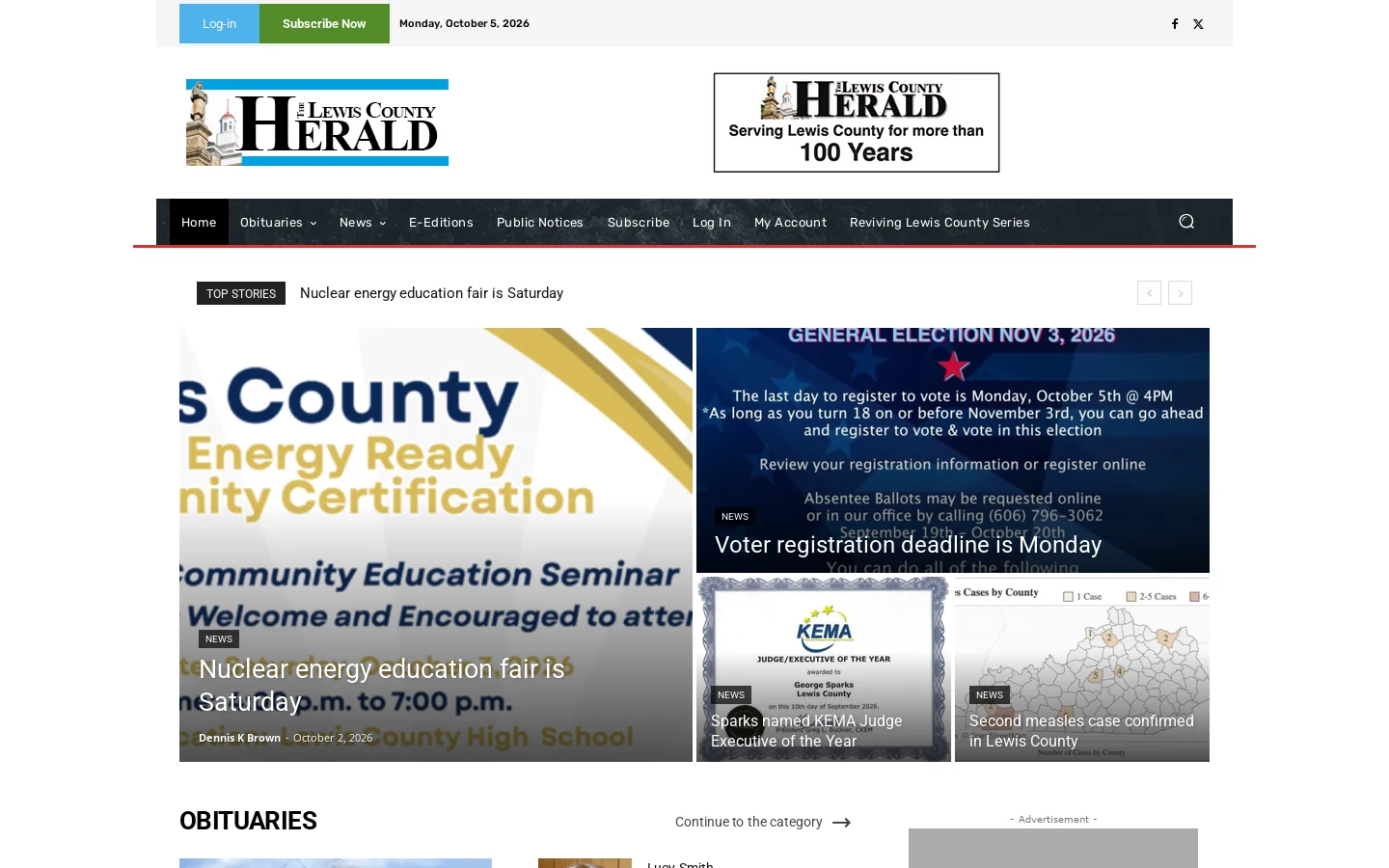 Lewis County Herald Homepage screenshot