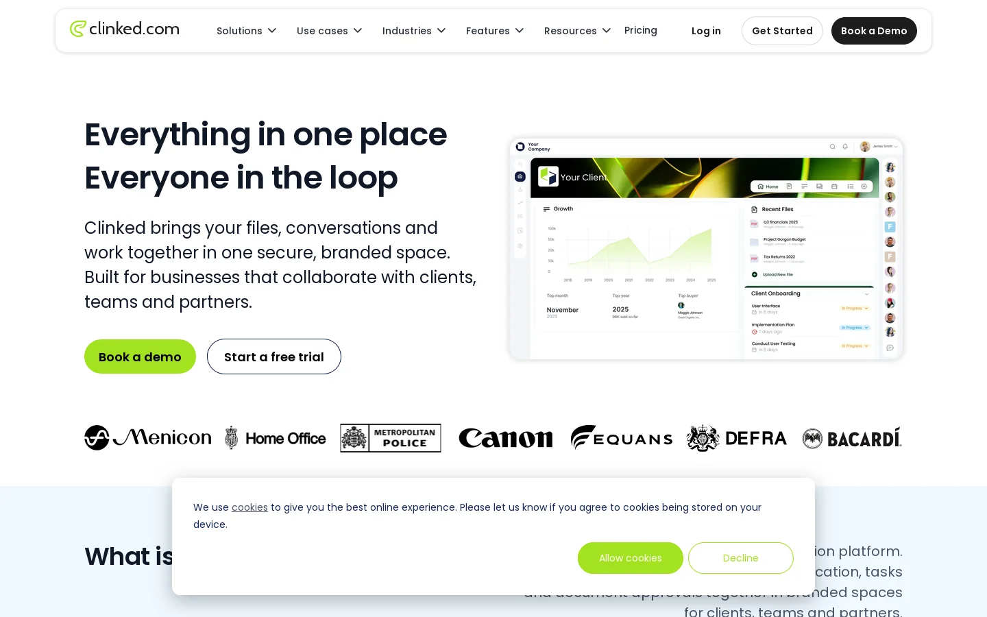 Clinked Homepage screenshot
