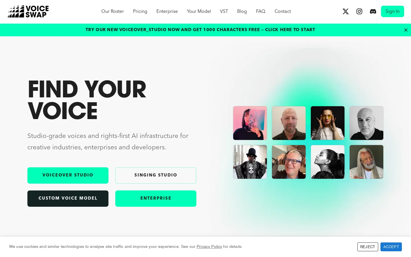 Voice-Swap Homepage screenshot