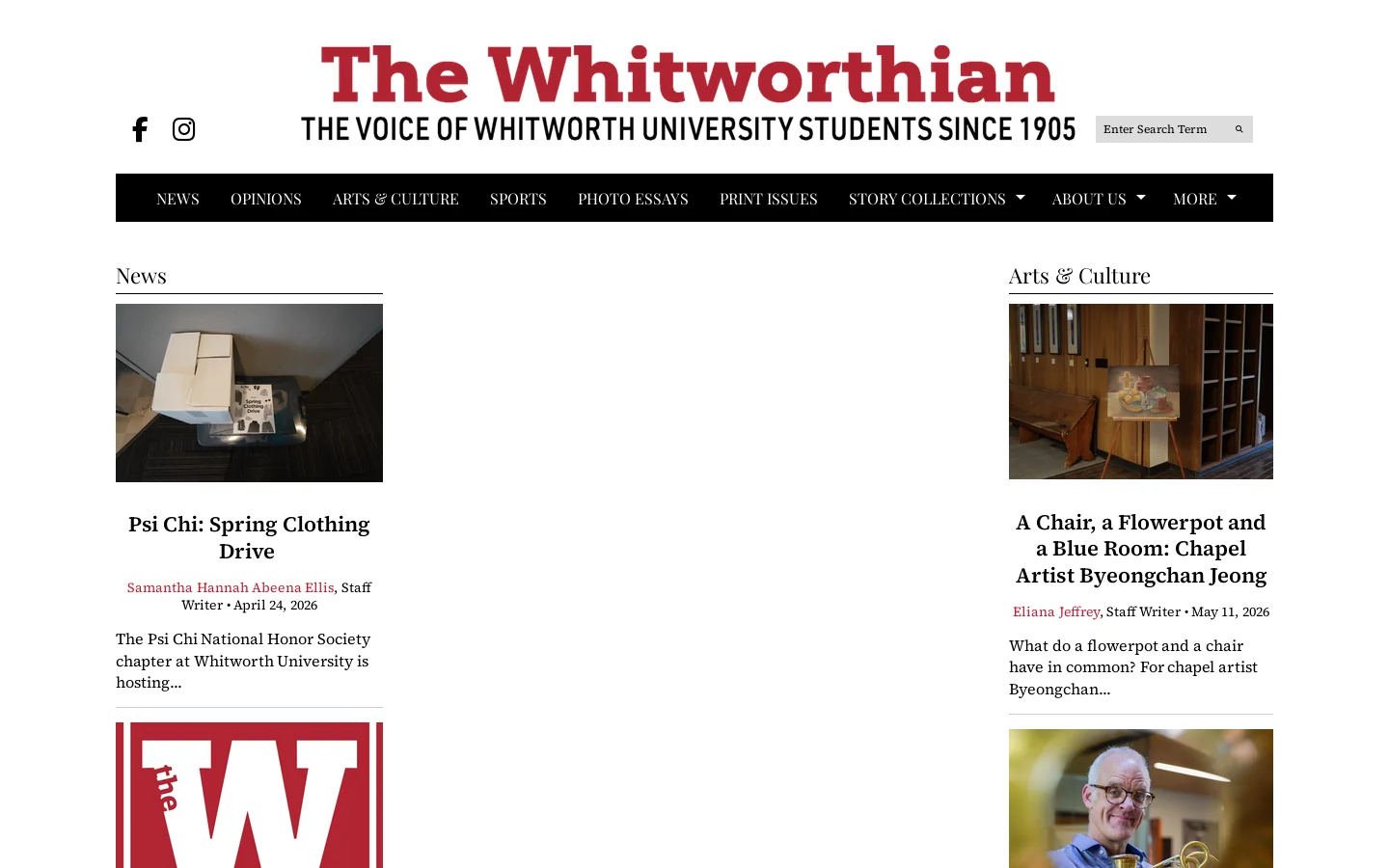 The Whitworthian Homepage screenshot