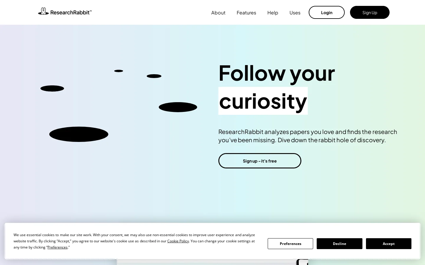 ResearchRabbit Homepage screenshot