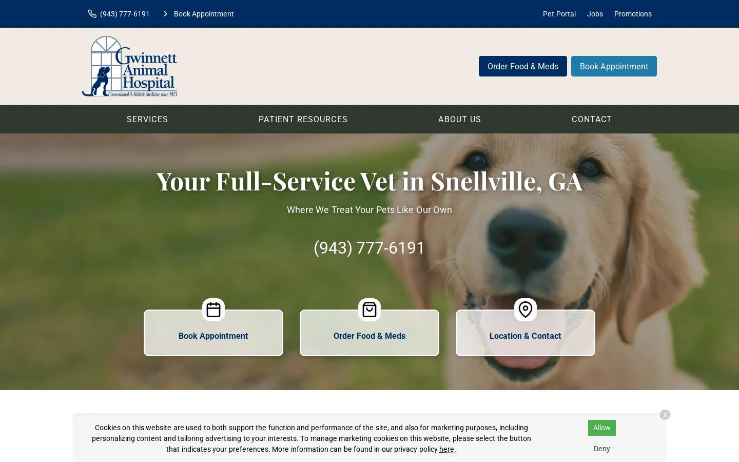 Gwinnett Animal Hospital Homepage screenshot