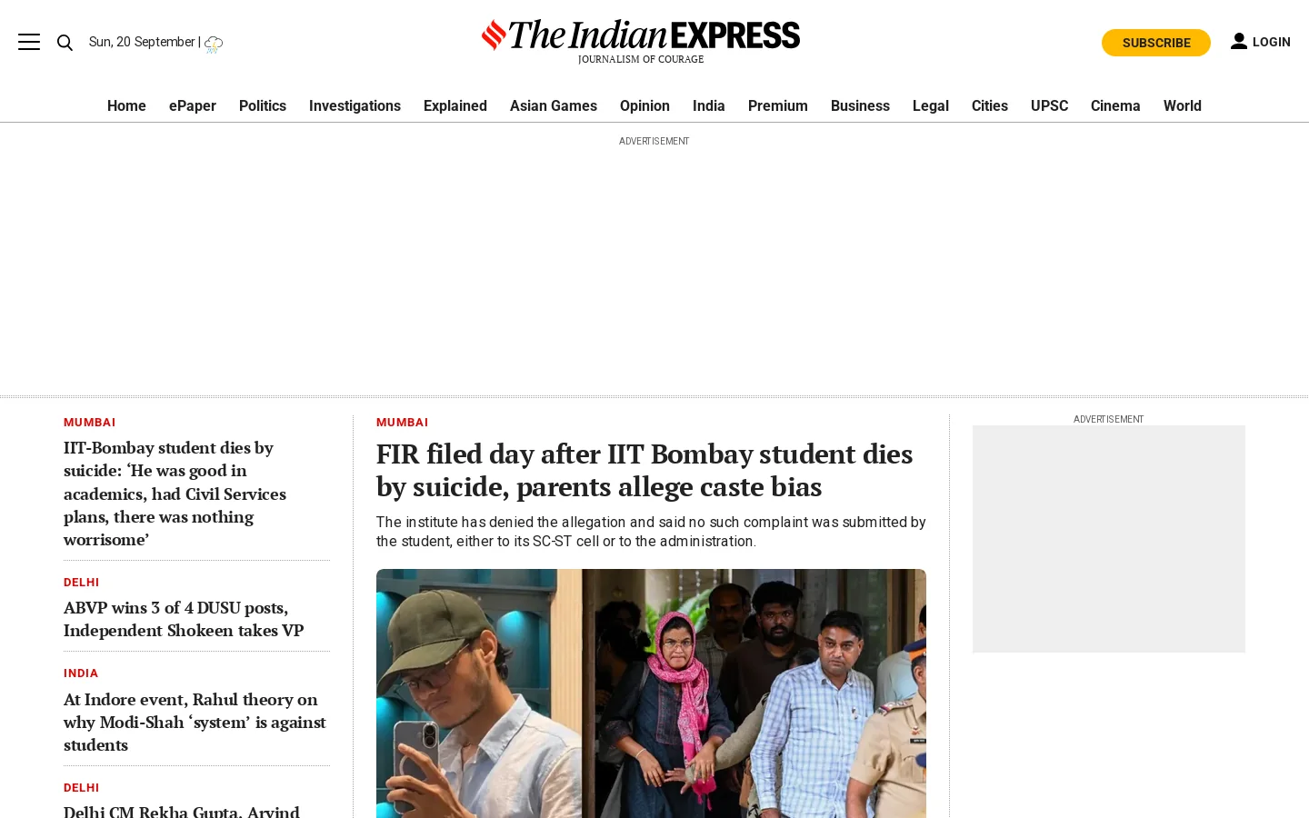 Latest News Today, Breaking News, India News, Top Headlines | The Indian Express Homepage screenshot