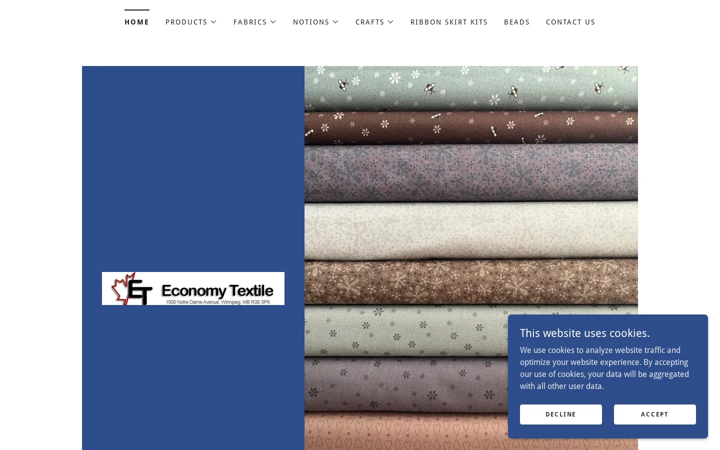 Economy Textile Homepage screenshot