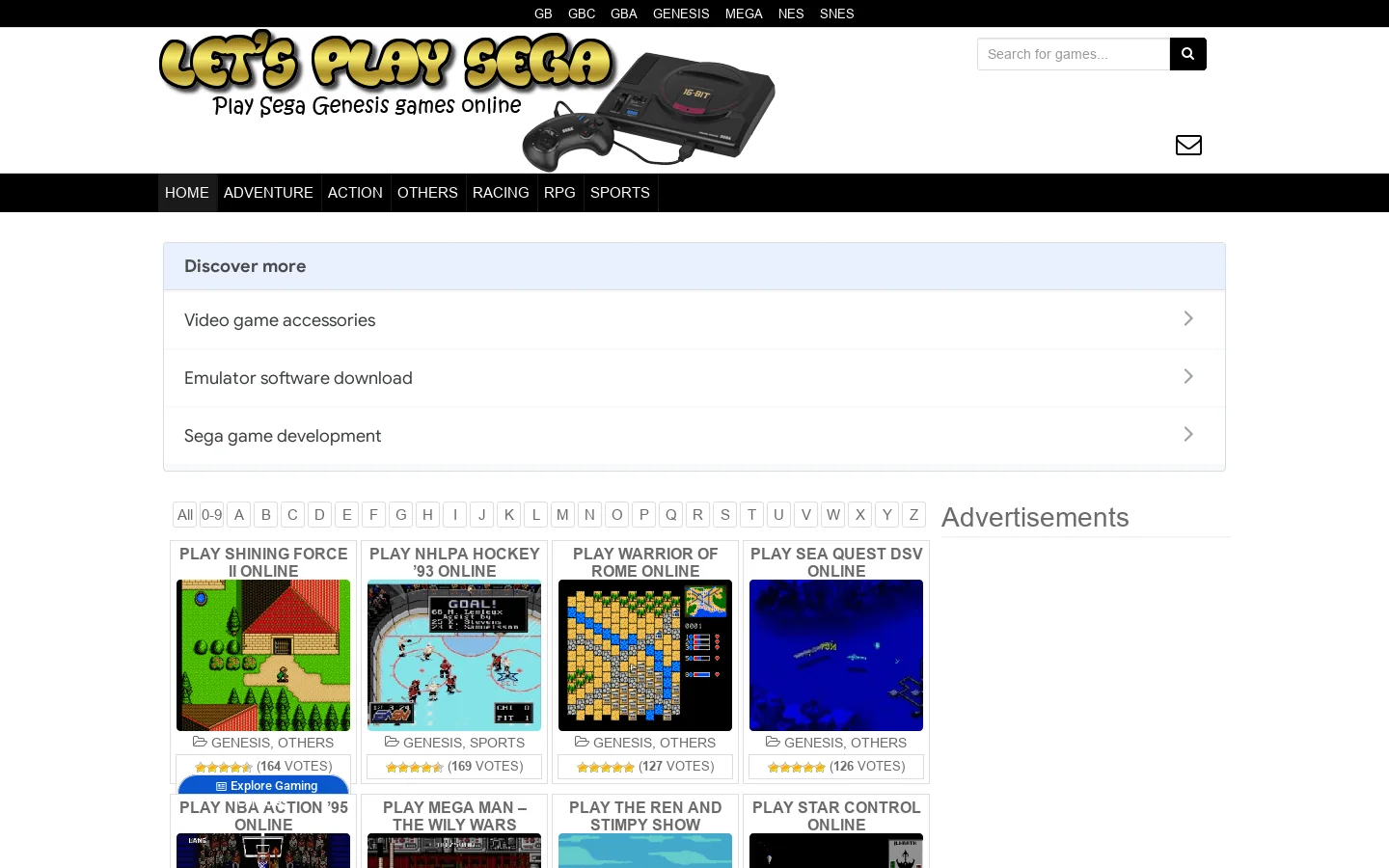 Let's Play SEGA Homepage screenshot