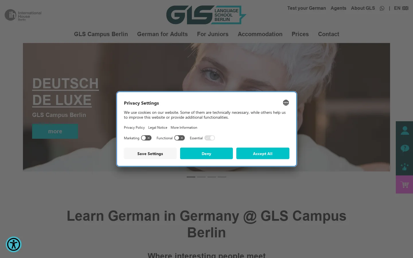 Learn German in Berlin, Germany | GLS Campus Berlin Homepage screenshot