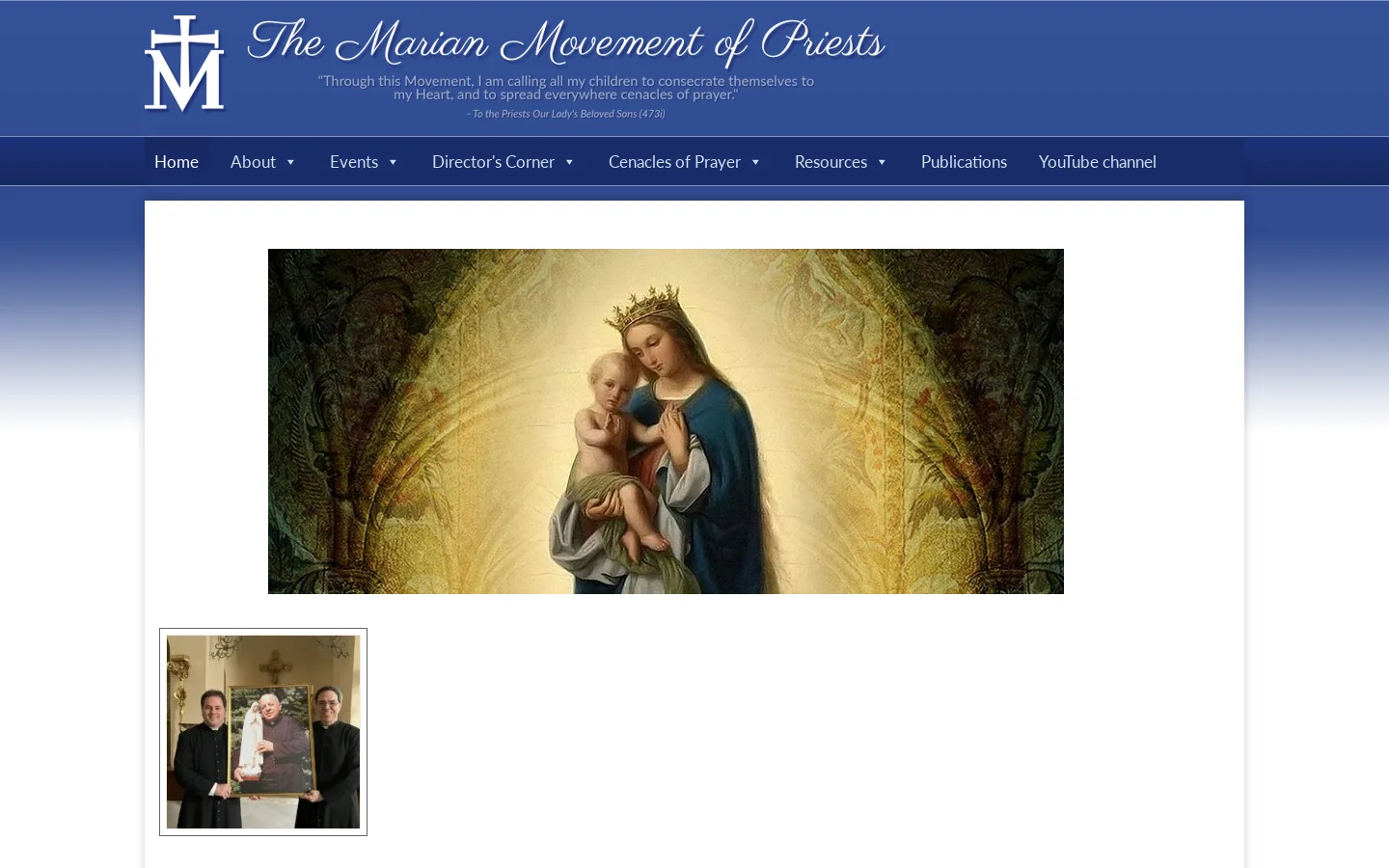 Welcome to Our Lady's MMP Website! - Marian Movement of Priests Homepage screenshot