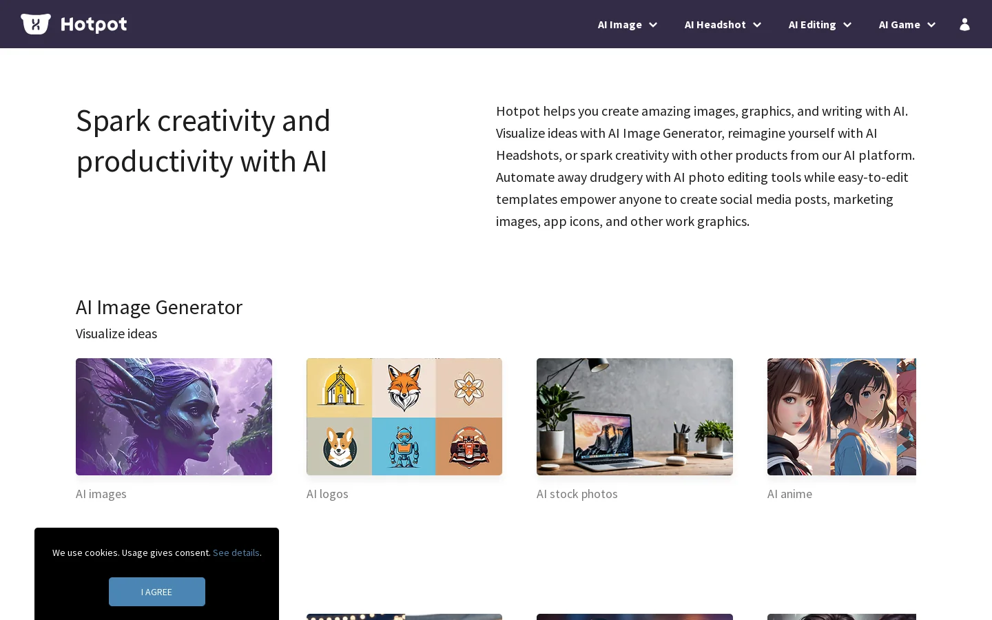 Hotpot.ai Homepage screenshot