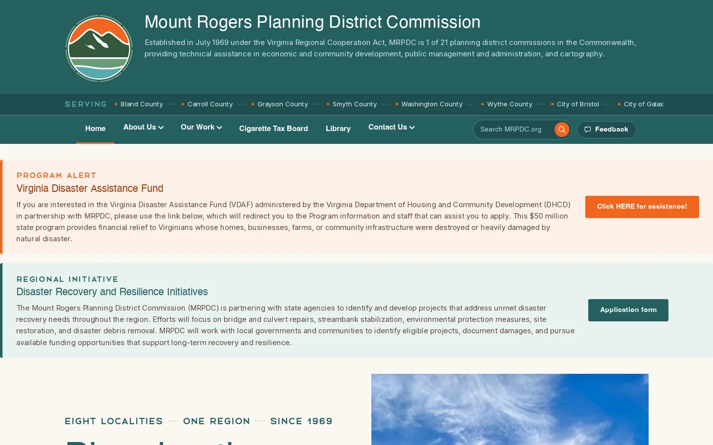 Mount Rogers Planning District Commission Homepage screenshot