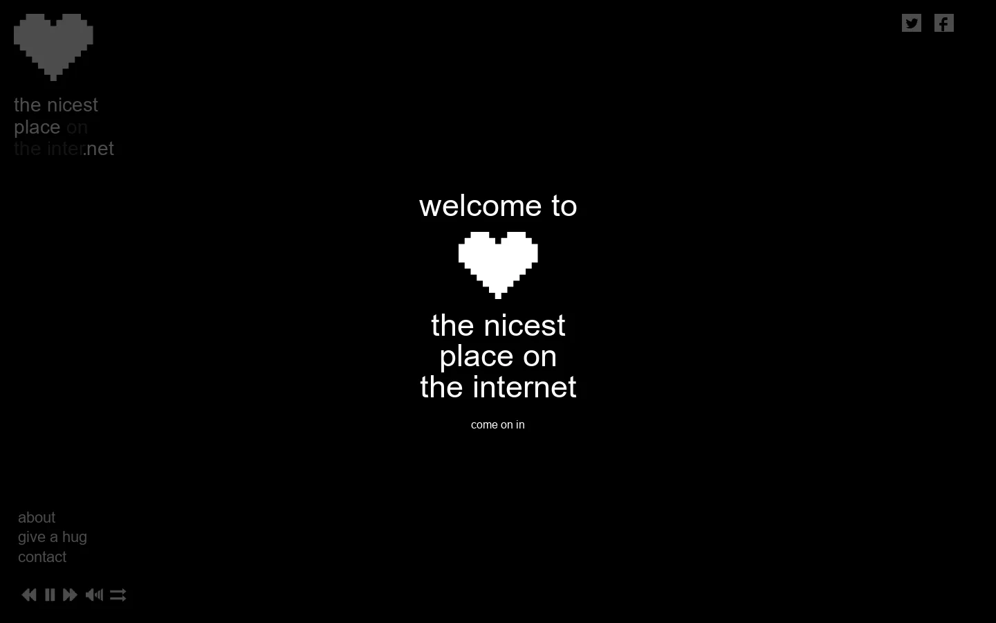The Nicest Place on the Internet Homepage screenshot