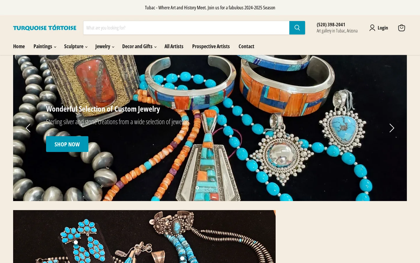 Turquoise Tortoise Gallery in Tubac Village, Arizona, Fine Art Gallery Homepage screenshot