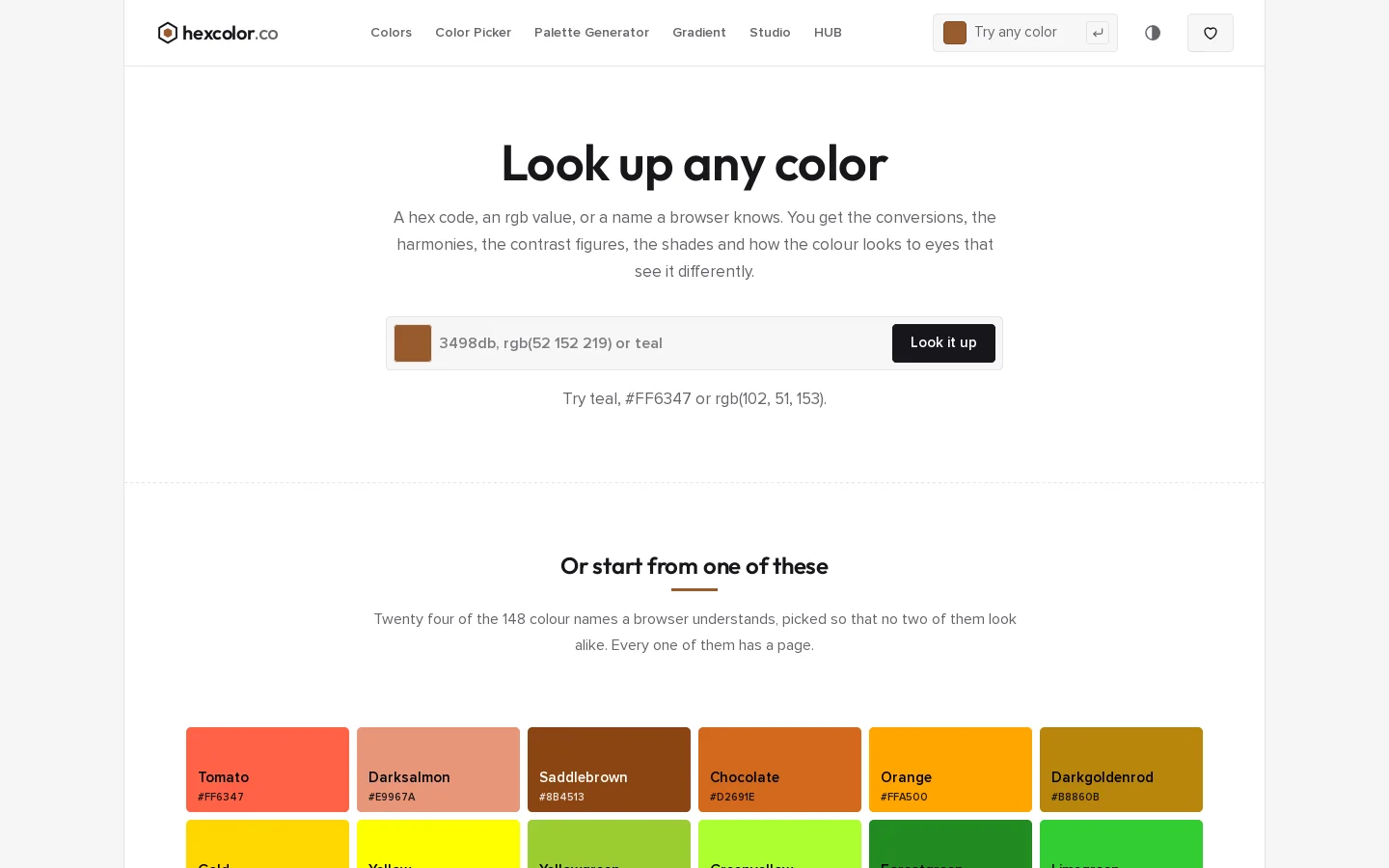 HexColor.co Homepage screenshot
