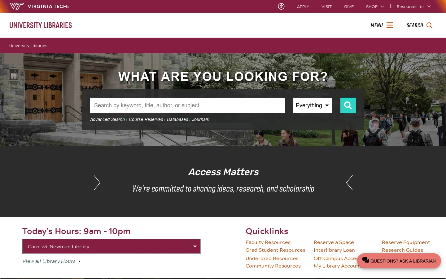 University Libraries | University Libraries | Virginia Tech Homepage screenshot