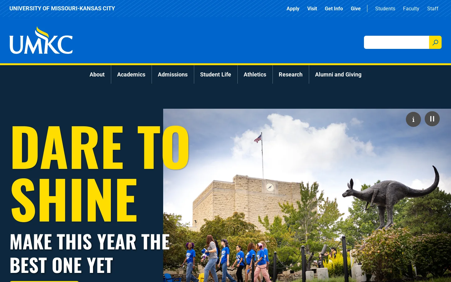 University of Missouri-Kansas City Homepage screenshot