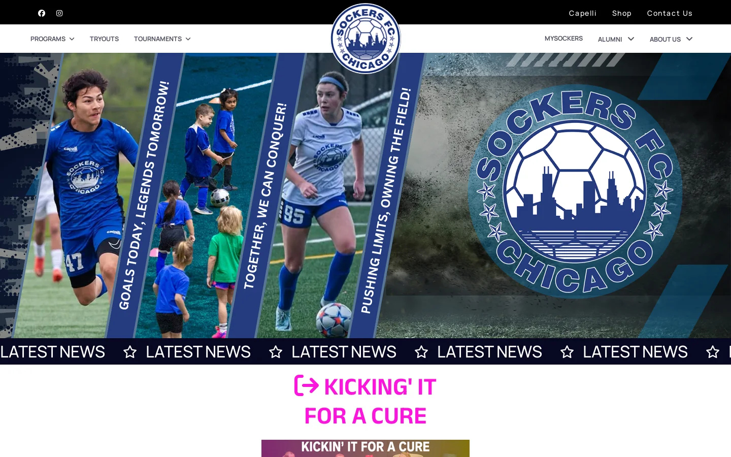 Sockers FC Chicago Homepage screenshot