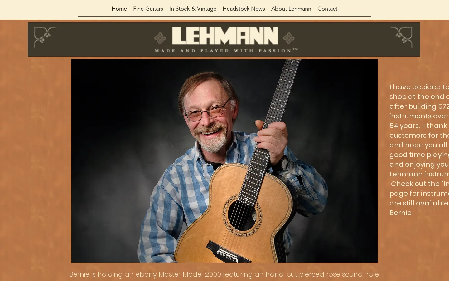 Lehmann Stringed Instruments | Handmade Guitars | 34 Elton St. Rochester, NY, USA Homepage screenshot