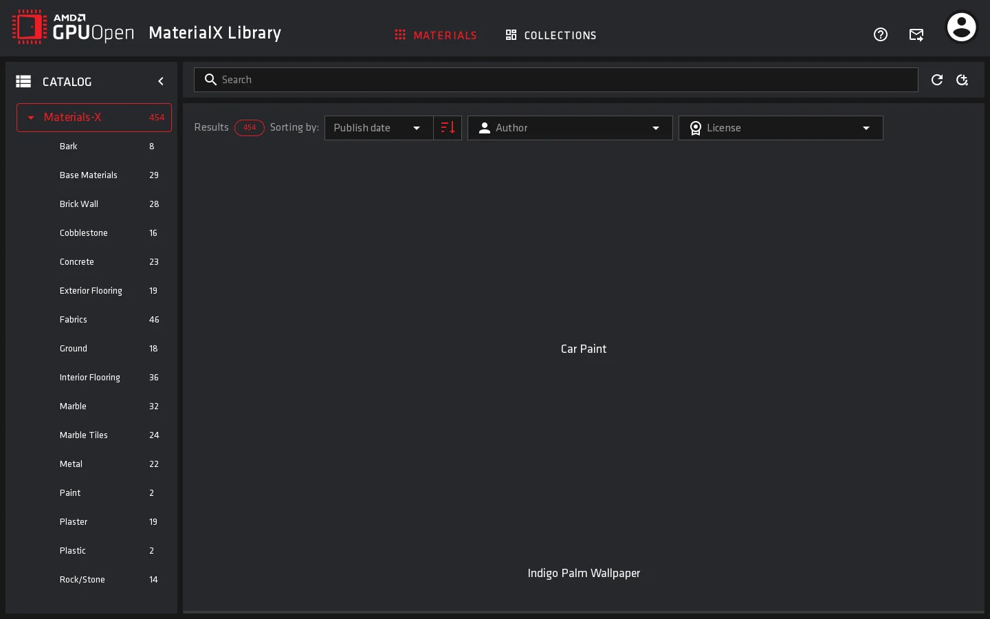 Materials | All | Material Library Homepage screenshot