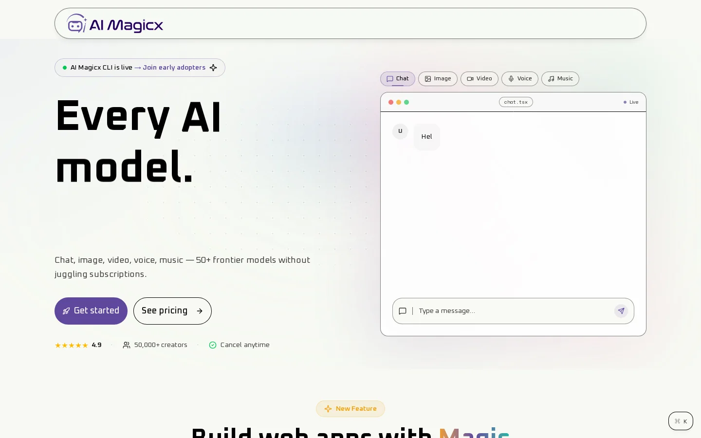 AI Magicx Homepage screenshot