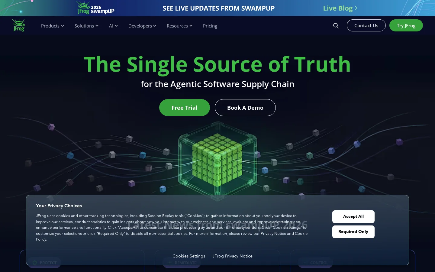 JFrog Homepage screenshot
