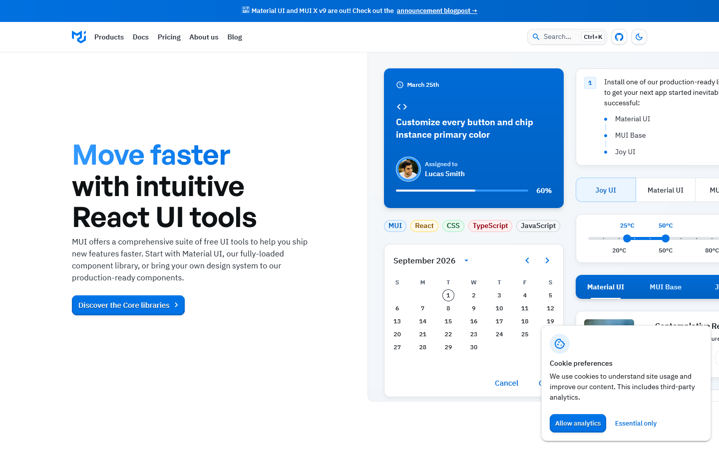 MUI Homepage screenshot