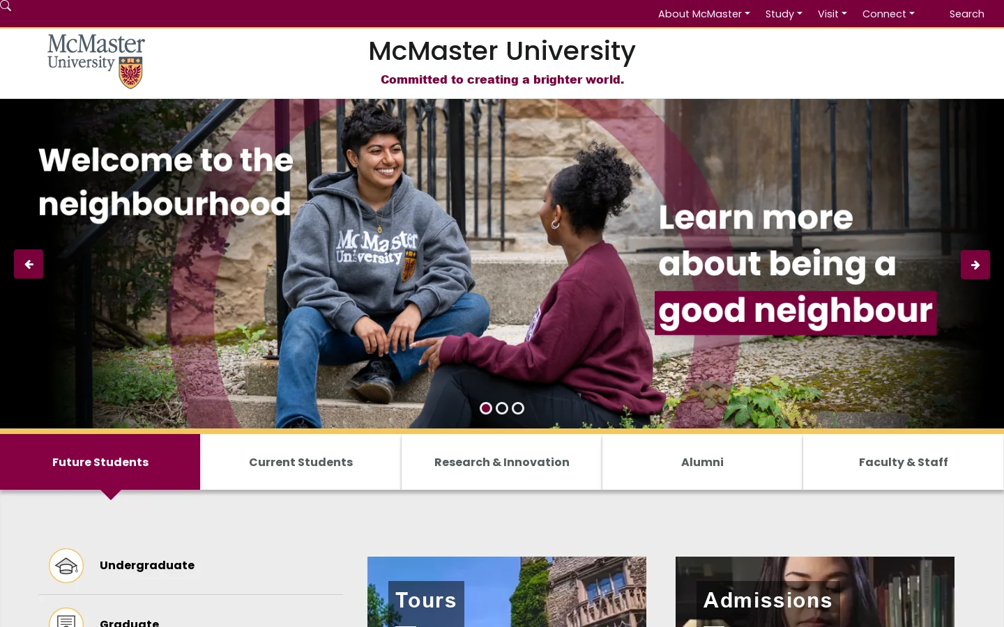 McMaster Homepage screenshot
