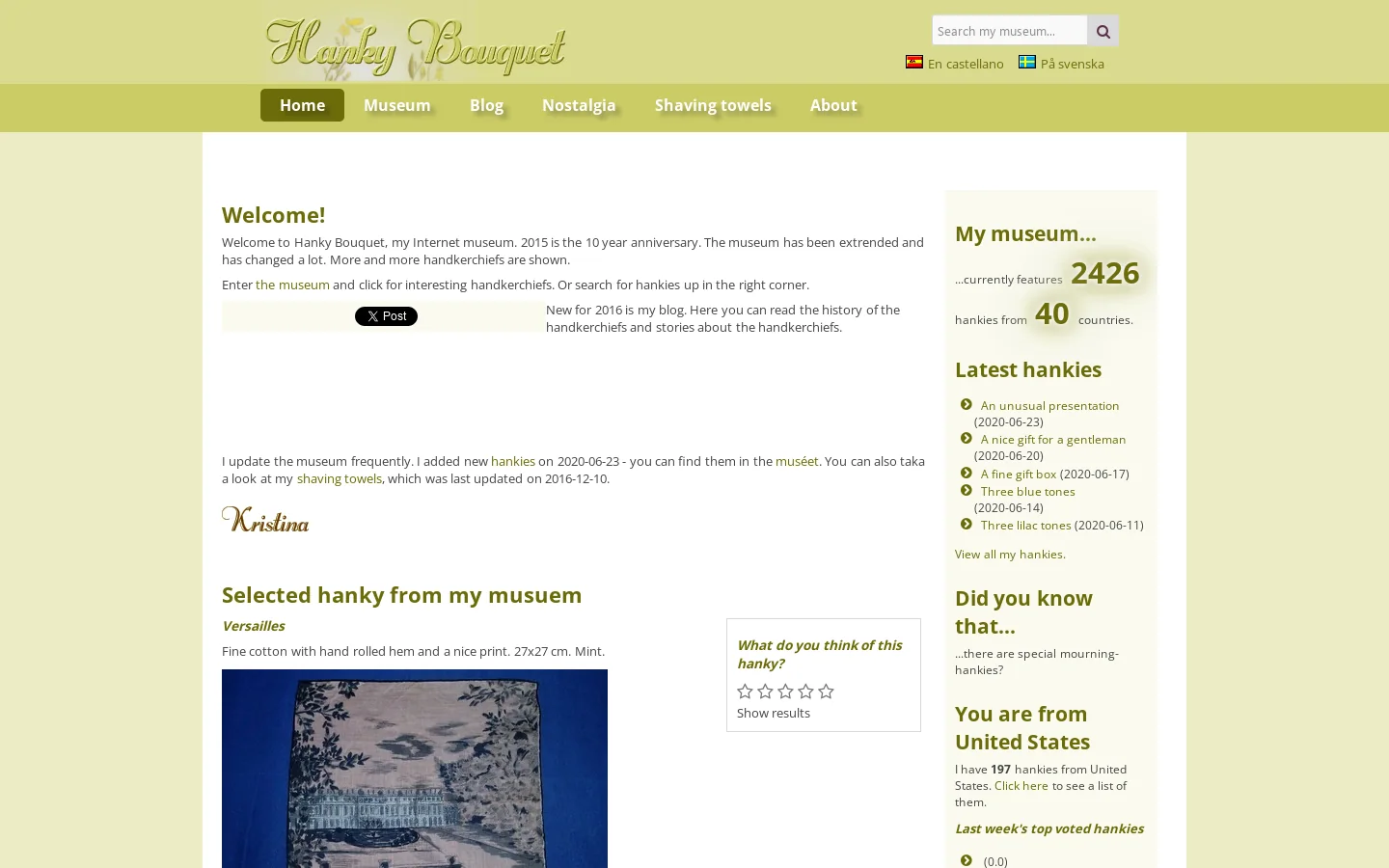 Hanky Bouquet Homepage screenshot