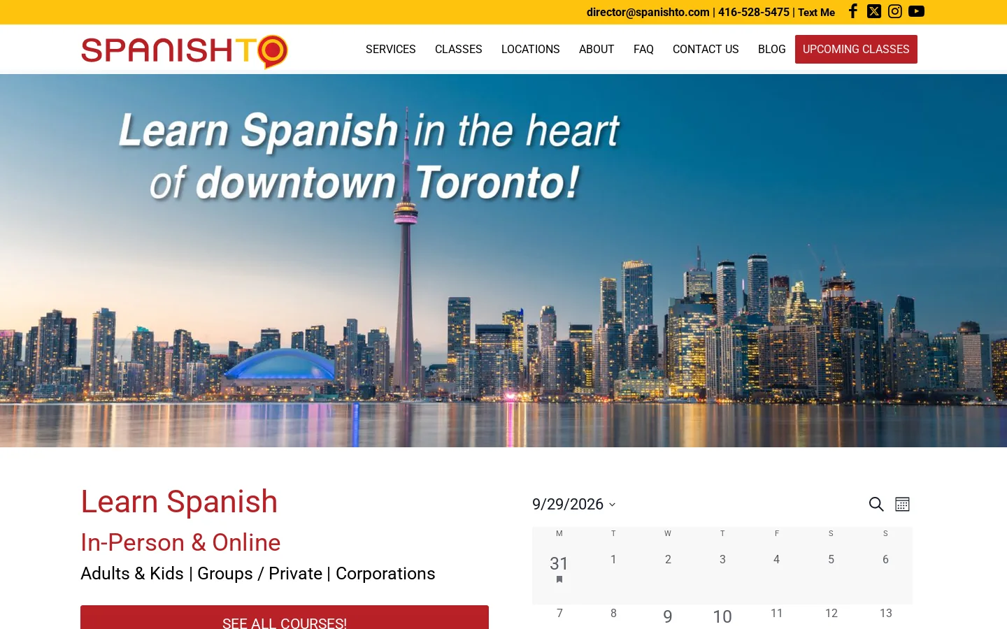 Spanish TO Homepage screenshot