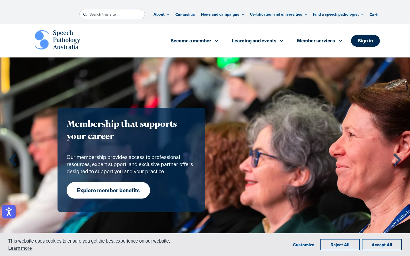 Speech Pathology Australia Homepage screenshot