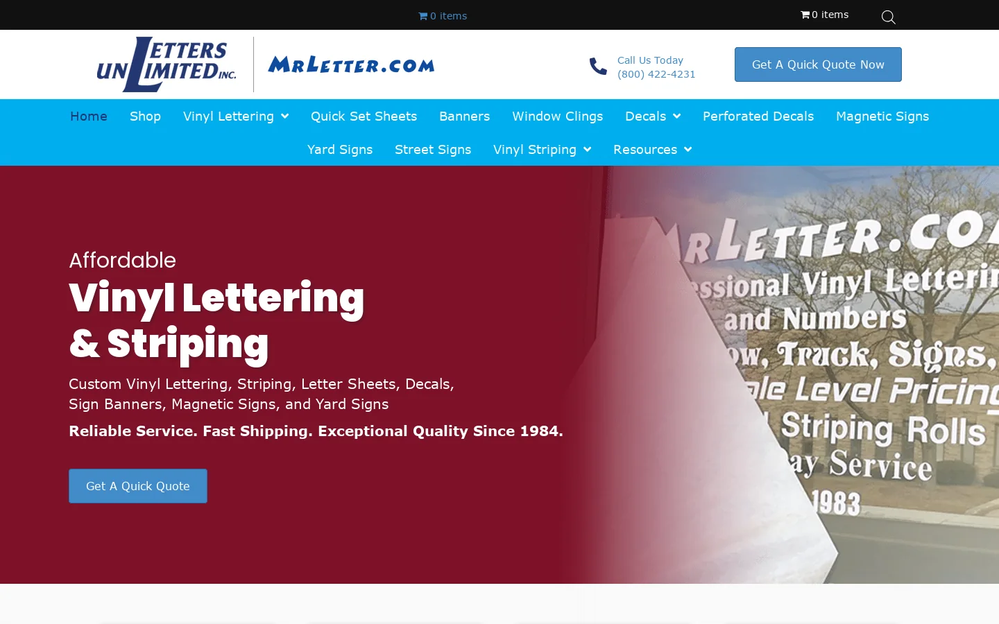 Vinyl Lettering | Custom Vinyl Lettering and Numbers Homepage screenshot