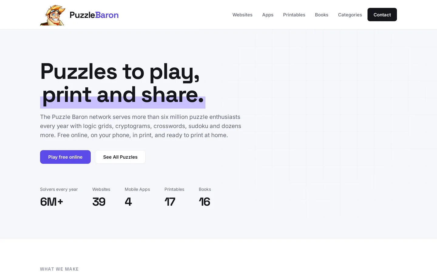 Puzzle Baron Homepage screenshot