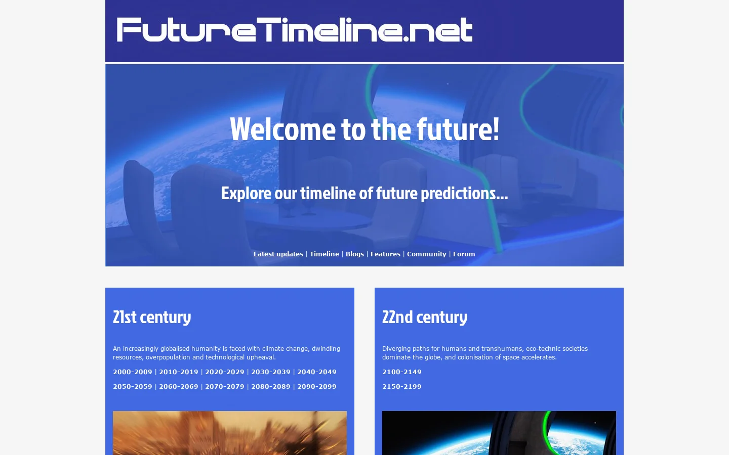 Future Timeline Homepage screenshot